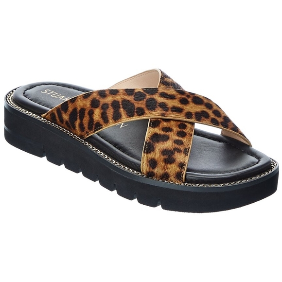 STUART WEITZMAN ROZA LIFT CHAIN HAIRCALF SANDAL - Picture 1 of 3